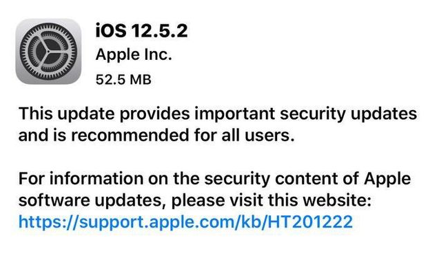 荣昌苹果手机维修分享iOS12.5.2发布，建议所有老苹果用户安装 